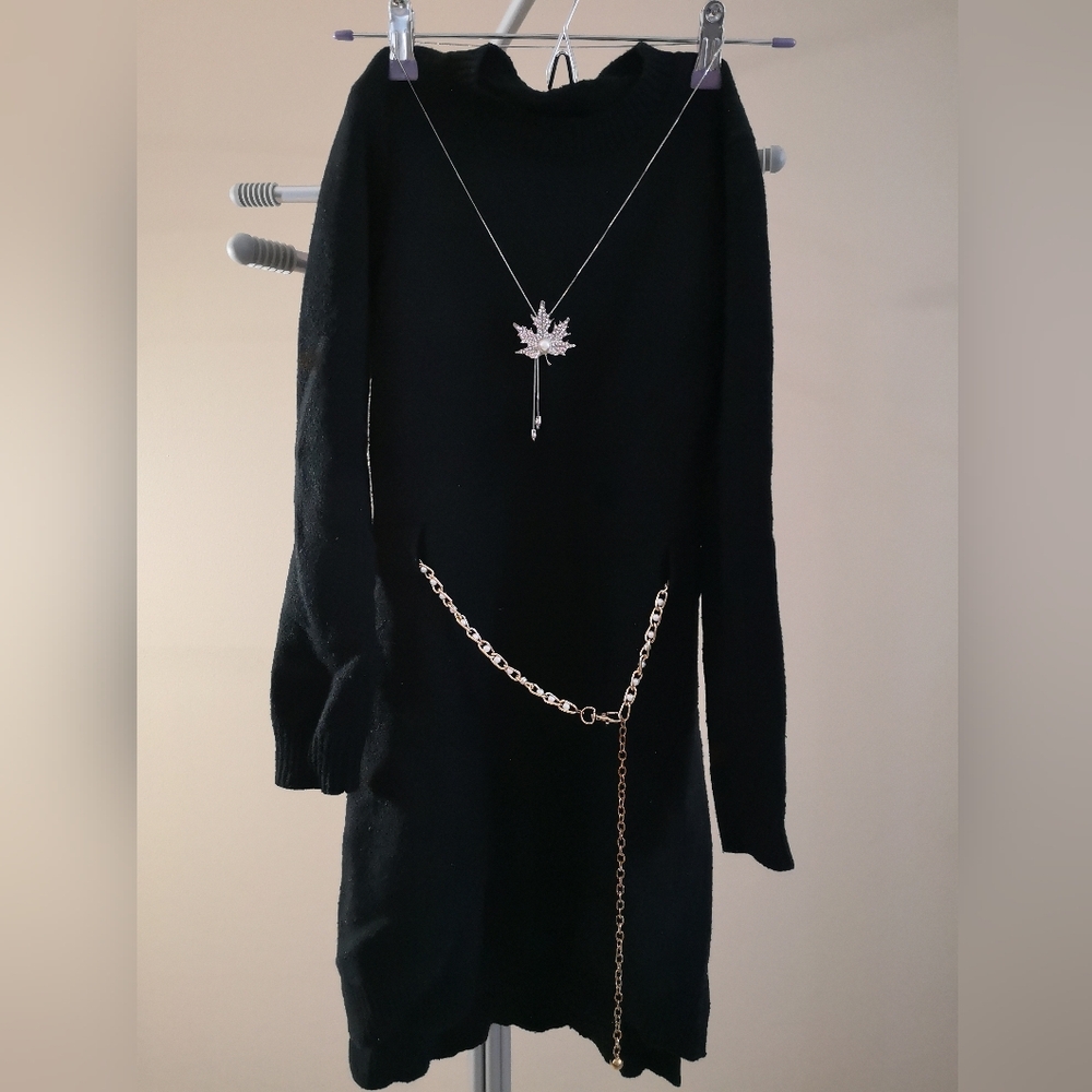 ❗SOLD❗Sweater dress with necklace and belt
